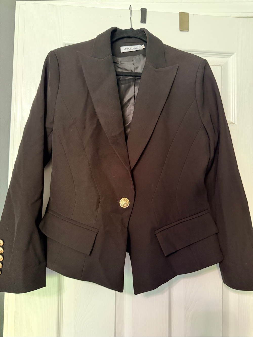 Black Women's Single-Button Blazer Jacket